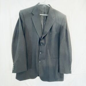 City Streets Suit Jacket Mens‎ 44L Black Wool Blend 3 Button Notch Lapel Formal